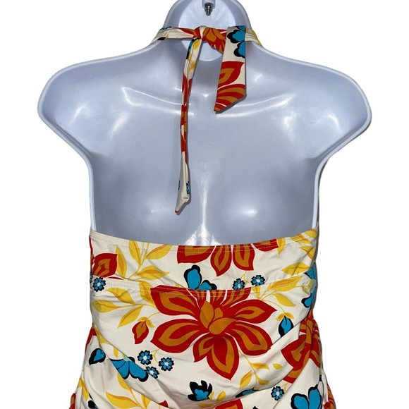 Lands' End Colorful Floral Adjustable Strap Halter Tankini Swim Top Womens 10 - Picture 7 of 9